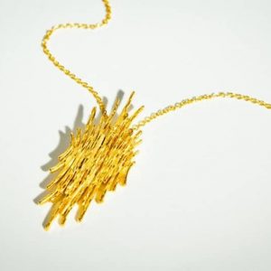 Gold Plated Fair Silver Necklace Pendant - Ethical Sustainable Jewellery - Organic Style Contemporary Jewel I make your jewellery Barcelona