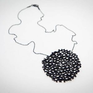 Fair Oxidised Silver Pendant Unique Piece Necklace Volcanic Inspiration Sustainable Jewellery Contemporary Rough Design Black Pendant