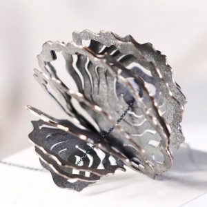 Sculptural Oxidised Pure Silver Pendant Unique Contemporary Neck Piece Voluminous Eccentric Necklace Handmade Fairtrade Designed Barcelona