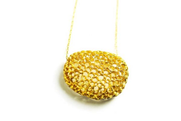18k Solid Certified Fairmined Gold Necklace Coral Collection Pendant Unique Contemporary Organic Texture Nature Inspired Gold To Be Proud