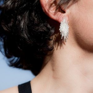Fair white silver earrings-Guermante jewel collection-designed and handmade in Barcelona-satined silver finish-I make your ethical jewellery