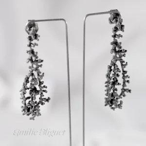 Fair Oxidised 925 Silver Earrings - Rosée New Collection - Ethical Barcelona Sustainable Jewelry Handmade Contemporary Organic Style Design