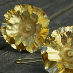 Flowers Earrings Made with Gold Plated Silver-Printemps Collection Natural Inspiration -Gold Flowers Unique Earrings-I make your jewellery