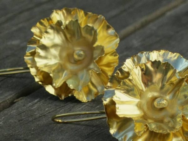 Flowers Earrings Made with Gold Plated Silver-Printemps Collection Natural Inspiration -Gold Flowers Unique Earrings-I make your jewellery