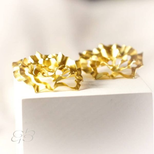 Rose Ethereal Earrings in Gold Plated Fair Silver Light Roses Sculptural Flower Avant Guard Design Large Stud Earrings I make your earrings