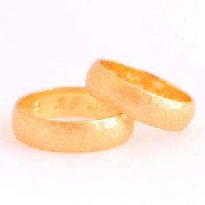 18K or 14K Fair Rose Gold Matching Wedding Rings Set - Intemporal custom made band rings
