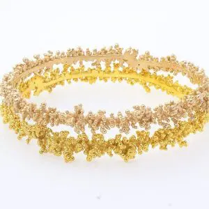 18K Solid Certified Fairmined Yellow and Rose Gold Bangle Set Bracelets