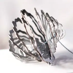 Sculptural Oxidised Silver Pendant Designed & Handmade in Barcelona