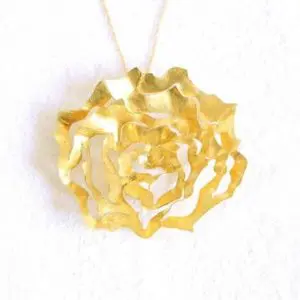 Solid Rose Gold Huge Necklace, Rose Etheral Collection