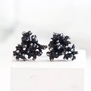Black Oxidised Fair Silver Earrings Rosee Collection