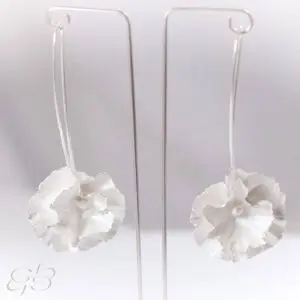 Bridal Long White Silver earrings Printemps collection