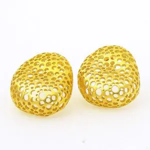 Gold Plated Silver Earrings Sea Foam Collection Organic Style